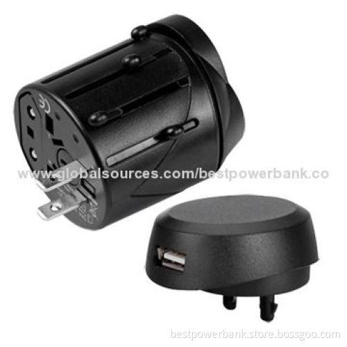 Worldwide USB Universal Travel Chargers with US/UK/AU/EU Plug, Fire-retardant ABS Material